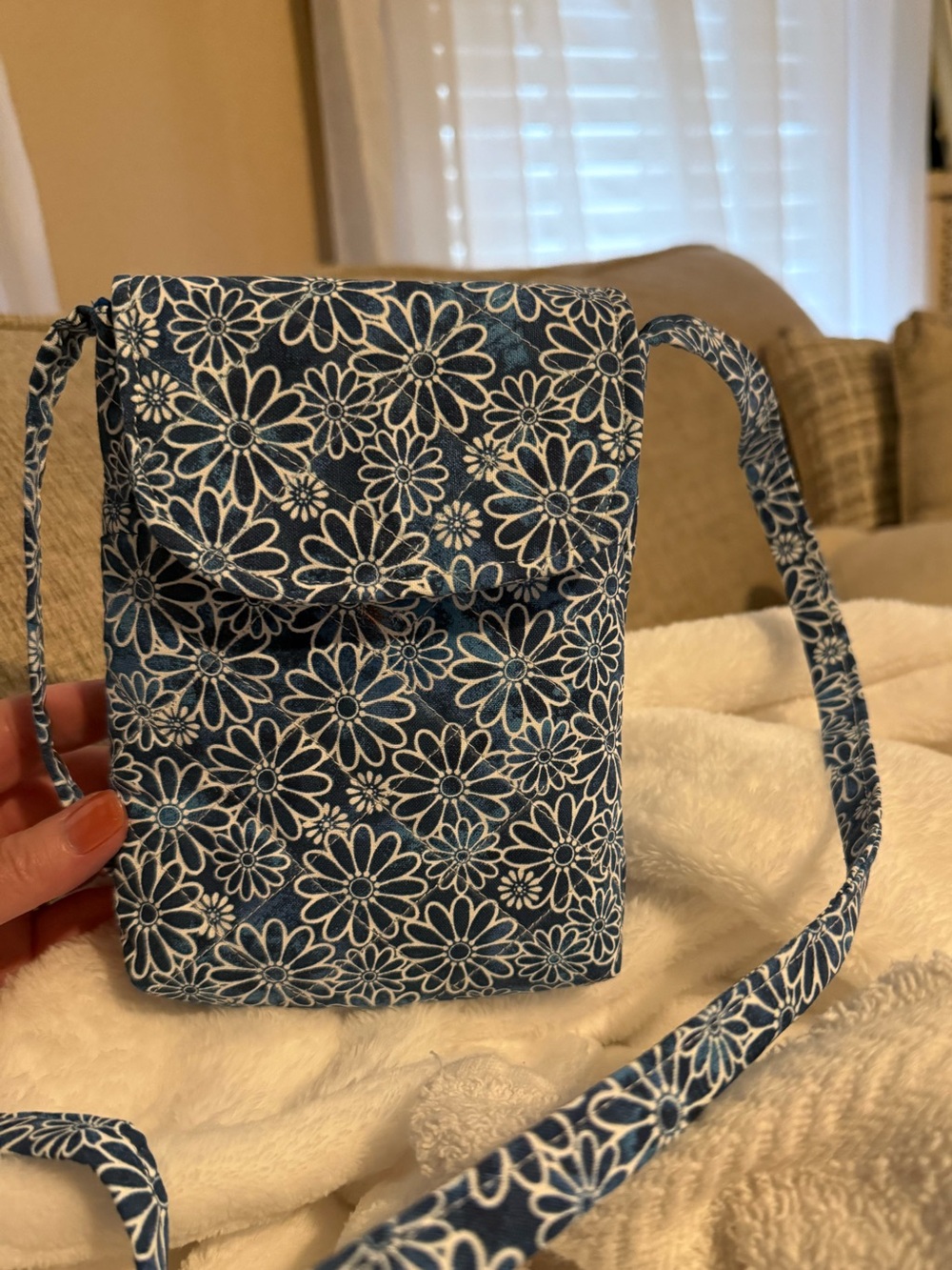 Blue Floral Crossbody Bag Strap